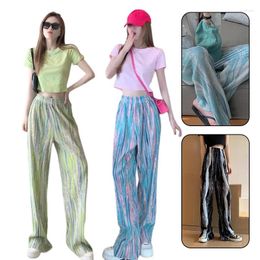 Women's Pants Spring Summer Women Thin Wide Leg Korean Fashion Tie Dye Casual Elastic Waist Straight Baggy Streetwear