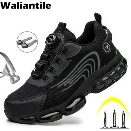 Boots Waliantile Lace Free Men Safety Shoes Sneakers For Industrial Working Puncture Proof Steel Toe Indestructible Work 231124
