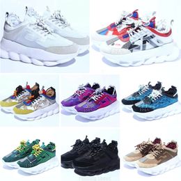 Reaction 2023 Chain men women designer shoe's platform sneakers Rubber Suede Triple Black White Bluette Gold Red Cherry mens casual trainers