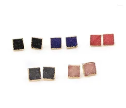 Stud Earrings Square Resin Jelly Colour Druzy For Women