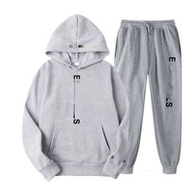 ES Fashion Designer Couple Sweater Suit Men Sweatshirt Double Thread High Street Luxury Brand Two Piece Set Hoodies DF52