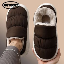 Slippers Waterproof Plush Boots Men Indoor Outdoors Winter Home Warm Fluffy AntiSkid Fur Sneakers Cotton Shoes 231219