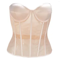 Belts Women's Double-layer Breathable Mesh See-through Strappy Corset Back Ajustable Straps Tie Waist Seal Fish Bone Shaping Belt