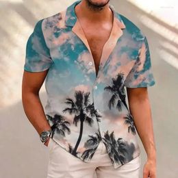 Men's Casual Shirts Summer Men Clothing Vacation Beach Style Hawaiian Shirt Fashion Vintage Y2k Clothes Print Short Sleeve Basic Tops