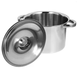 Double Boilers Covered Stockpot Stainless Steel Soup Stew Cooking Braiser Pan Lid Boiling Kitchen