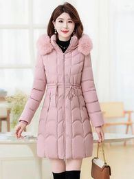 Women's Trench Coats Winter Jackets For Women 2023 Down Cotton Jacket Mid-length Korean Fashion Slim Fit Thick Large Fur Collar Parkas