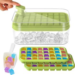 Big Size 32/64 Slots Ice Mould Ice Cube Trays With Lid, Creative 2 in 1 Ice Cube Molds And Storage Box Remove ice With One Click