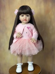 Dolls BZDOLL 55CM 22Inch Can Stand Reborn Baby Lifelike Girl Doll Full Soft Silicone Body Princess Toddler Bebe Birthday Gift 231124