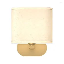 Wall Lamp Modern American Fabric LED Nordic Bedroom Bedside Light Cloth Lampshade Home El Decoration Lighting Fixture