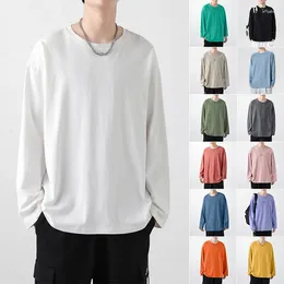 Men's T Shirts Cotton Long Sleeve Shirt Men Spring Autumn Candy Color O-Neck T-shirt Male Tops Young Boys Fashion Clothing MY996