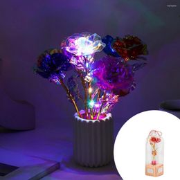 Decorative Flowers 1 PC Artificial Flower Eternal Rose Simulation Gold Foil Glow In Dark Valentine's Day Present Gifts