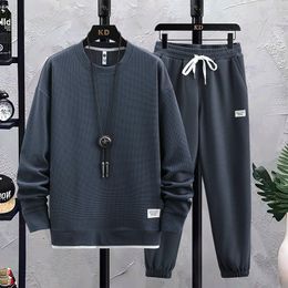 Men's Tracksuits Men Casual Set Spring Autumn Solid Harajuku Jogging Tracksuit Men's Sportswear SweatshirtPants 2 Pieces Outfit Sports Suit 230425