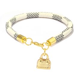 High Quality Luxury Design Gold Plated Heart MINI Bag Charm Leather Bracelet for Gift