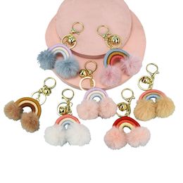 Bohemian Rainbow Keychain Plush Ball Keychain Pendant Fashion Accessories