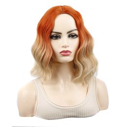 yielding Orange red brown Colour daily short headgear water wave pattern wig headgear short hair fluffy thin bangs wig headgear