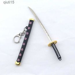 Cartoon Figures Mini Anime Demon Sword Keychain Katana Ghost Blade Metal Pendant Keyrings Weapons Cosplay Toy T230425