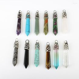 Pendant Necklaces Fashion Natural Semi-precious Stone Pendants Hexagon Pillars Warhead Handmade DIY Necklace Jewellery AccessoriesPendant