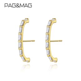 Dangle Chandelier PAG MAG Clip Earrings Silver 925 Women Luxury Emerald Cubic Zirconia Ear Cuff Earrings Piercing Female Trendy CZ Party Jewellery 230425