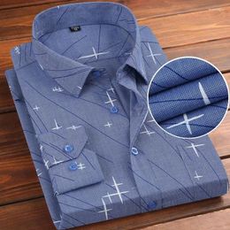 Men's Dress Shirts Fashionable Pure White Long Sleeve Shirt For Business And Casual Wear Spring Summer Stylish Printed Man