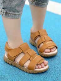 Sandals Soft Real Leather Sandals Kids Anti-slip Baby Genuine Leather Shoes for Girl Boy High Quality Summer Footwear Beach Sandals AA230424