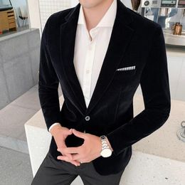 Men's Suits Male Stylish Slimming Velvet Blazer Spring Men Solid Colour For Party