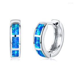 Hoop Earrings Vintage Female Blue White Opal Earring Rose Gold Silver Color Wedding Trendy Bride Round Small For Women