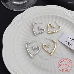 Stud Earrings Genuine 925 Sterling Silver For Women Girls French Heart Ear Studs Piercing Jewellery Pendientes Mujer