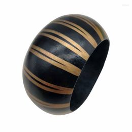 Bangle Chunky Wood Bangles For Women Hand Painted Stripe Wooden Bracelets Handcrafted Jewelry