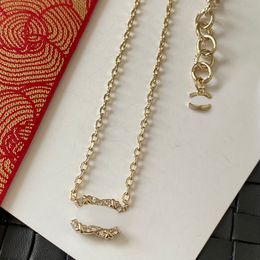 Designer Necklace Pendant Gold-plated Copper Brand Letter Fashion Mens Womens Link Chains Choker Crystal Jewellery Necklace Jewelry Gift
