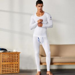 Men's Thermal Underwear WINTER AUTUMN Sexy SOLID Long Johns Low Rise Underpants Leggings And Top Set