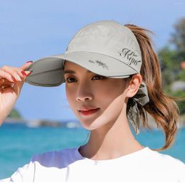 Berets 2023 Fashion Hats Women's Sun Virsors Wide Brim Elastic Golf Hat Breathable Sweat Absorbent Cap Uv Protection Female