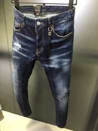 New Men Jeans Hole Light Blue Dark gray Italy Brand Man Long Pants Trousers Streetwear denim Skinny Slim Straight Biker Jean for D2 Top quality 28-38 Size A202