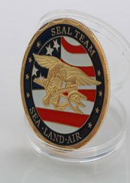 Gold Plated Souvenir Coin USA Sea Land Air Of Seal Team Challenge Coins Department Of The Navy Military Coin6761537