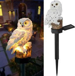 Lawn Lamps Solar LED Lights Owl Figure Resin Garden Waterproof Decorations Lights Outdoor Yard Pathway Outside Patio Lawn Decor Solar Lamp Q231125