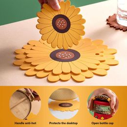 Table Mats Dinning Room Sunflowers Mug Tabletop Placemat Protection Cup Mat Bar Water Bottle Holder Office Kitchen Decor