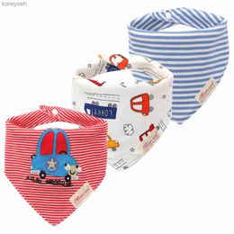 Bibs Burp Cloths Three piece baby saliva towel children's bib boys and girls' triangular towelBibs ; Burp cloth ; Dribble onsL231125