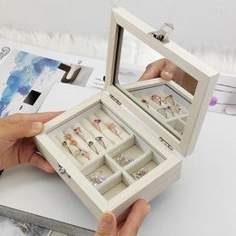 Jewellery Pouches Wooden Box Travel Organiser Multifunction Earring Ring Storage Boxes Can Put Pos Women Gifts