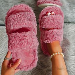 Slippers Winter Home Slippers Women Warm Fur Slippers Women Fuzzy Soft Cosy Indoor House Cotton Shoes Green Pink Khaki 2023 New Korean T231125