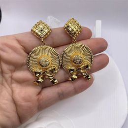 French Fashion Mediaeval Straw Hat Bow Earrings Women's Vintage Light Luxury High Grade Charm Jewellery Accessories