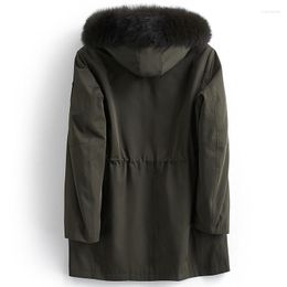 Men's Down Fur Collar Parka Mens Jackets Coats Real Liner Coat Winter Jacket Men Long Warm Parkas 1701 MY1152