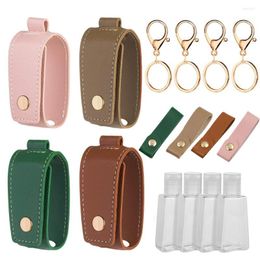 Storage Bottles 4pcs Hand Sanitizer Keychain Holders Empty Bottle 30ml /1oz Refillable Liquid Container With Carrier For Travel