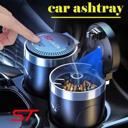 Car Ashtrays Car Cigarette Ashtray Cup With Lid With LED Light Portable Detachable Vehicle Ashtray Holder for Ford ST Line ST Focus F150 Q231125