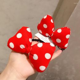 Hair Accessories Cute Red Bow Band Clips Wholesale Point Elastic 2023 Trend Cartoon Hairpin Children Head Rubber For Girls