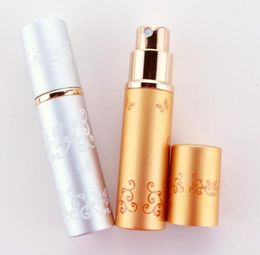 150pcs 5ml Refillable Aluminum Perfume Atomizer Bottles Portable Liquid Container Cosmetic Mini Silver Gold Spray Empty Bottle