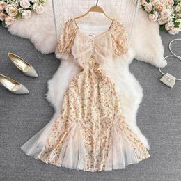 Casual Dresses Sexy Mermaid Dress Women V-Neck Mesh Embroidered Floral Sequins Fashion Party Gowns Hip Package Vintage Fishtail