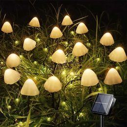 Lawn Lamps LED Outdoor Solar Mushroom Lights Waterproof Landscape Christmas Garland Fairy String Lamp For Yard Lawn Garden Patio Decoration Q231125
