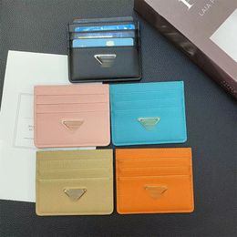 Designer Luxury Classic men's and Women's wallets High-end Triangle Label Solid color leather Metal chain storage Leather appearance grade card bag