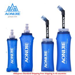 water bottle AONIJIE Foldable Silicone Soft Flask Water Bottles Outdoors Sport Travelling Running Kettle Hydration Pack Bag Vest 250ML 600ML 230425