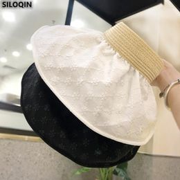 Wide Brim Hats 2023 Fashion Women Summer Beach Cap Style Large Sun Hat UV Protect Girl Empty Top Portable Caps