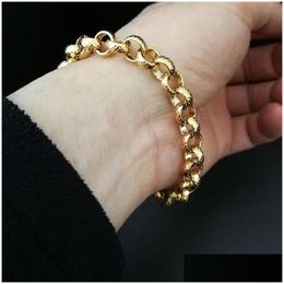 Chain Link Gold Filled Belcher Bolt Ring Mens Womens Solid Bracelet Jewllery In 18-24Cm Length Drop Delivery Jewelry Bracelets Dh2Dw